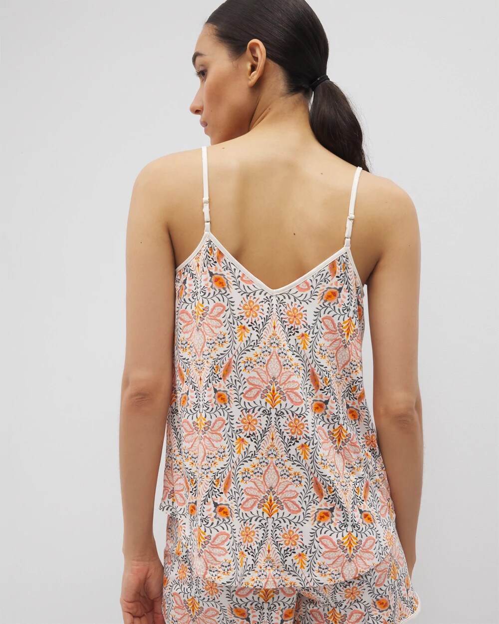 V-Neck Pajama Cami - VINE PAISLEY CHAMPAGNE M | Soma outlet