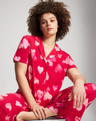 Short Sleeve Notch Collar Pajama Top - WHOLE LOTTA LOVE RED | Soma for sale