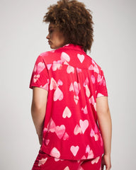 Short Sleeve Notch Collar Pajama Top - WHOLE LOTTA LOVE RED | Soma for sale
