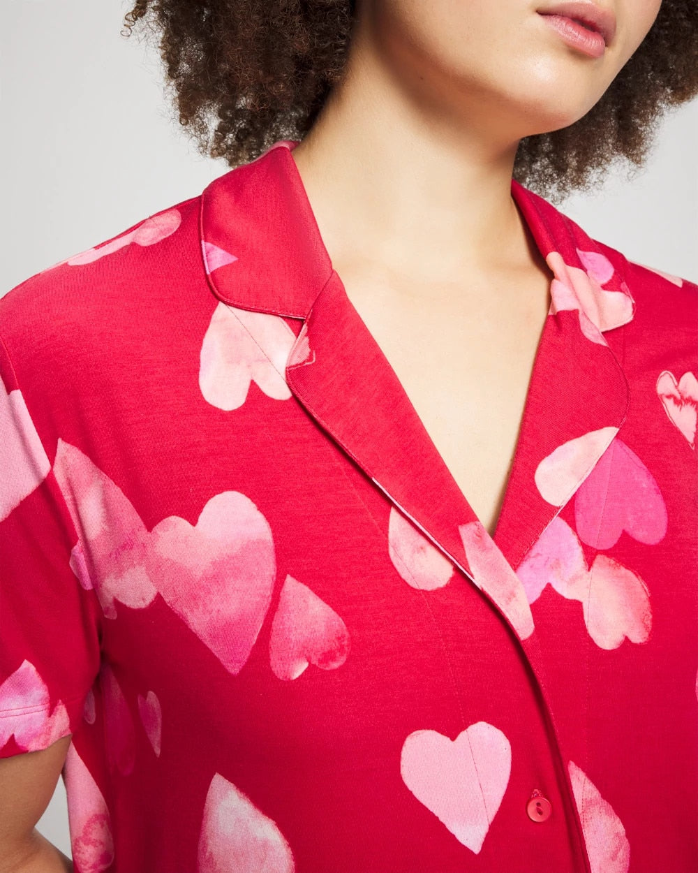 Short Sleeve Notch Collar Pajama Top - WHOLE LOTTA LOVE RED | Soma for sale