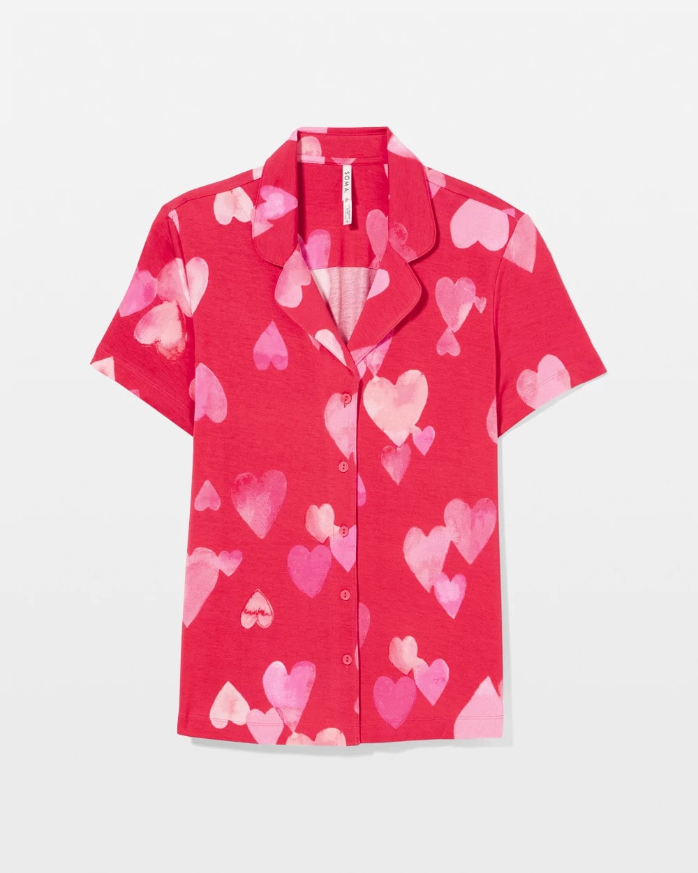 Short Sleeve Notch Collar Pajama Top - WHOLE LOTTA LOVE RED | Soma for sale