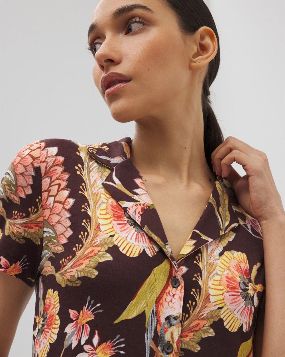 Short Sleeve Notch Collar Pajama Top - PARROT-DISO PLUME G PLUM | Soma on sale