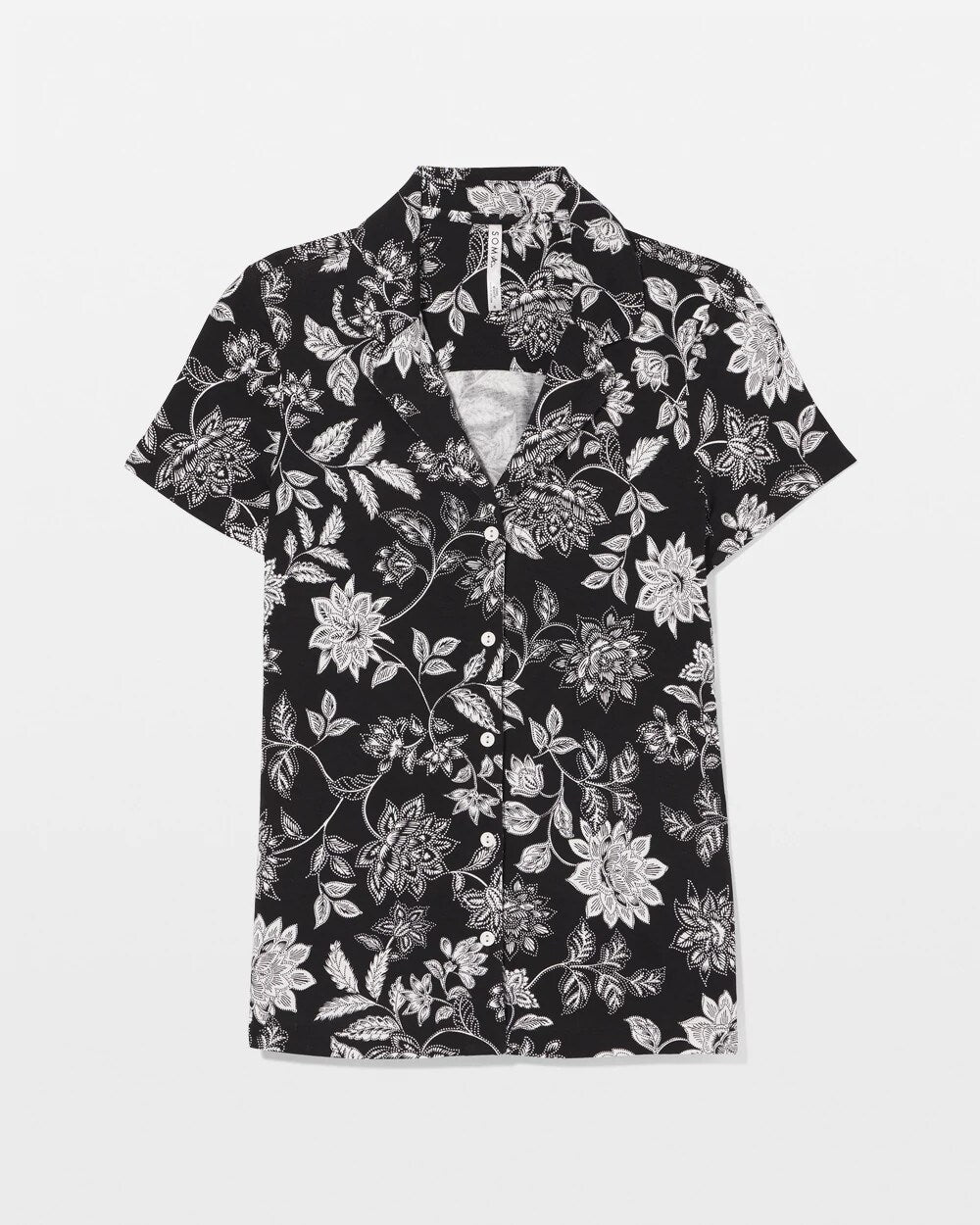 Short Sleeve Notch Collar Pajama Top - MEANDERING GARDEN BLACK | Soma sale