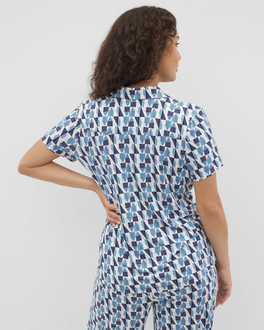 Short Sleeve Notch Collar Pajama Top - PRISM GEO MID NAVY | Soma discount