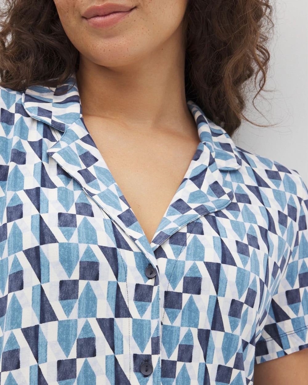 Short Sleeve Notch Collar Pajama Top - PRISM GEO MID NAVY | Soma discount