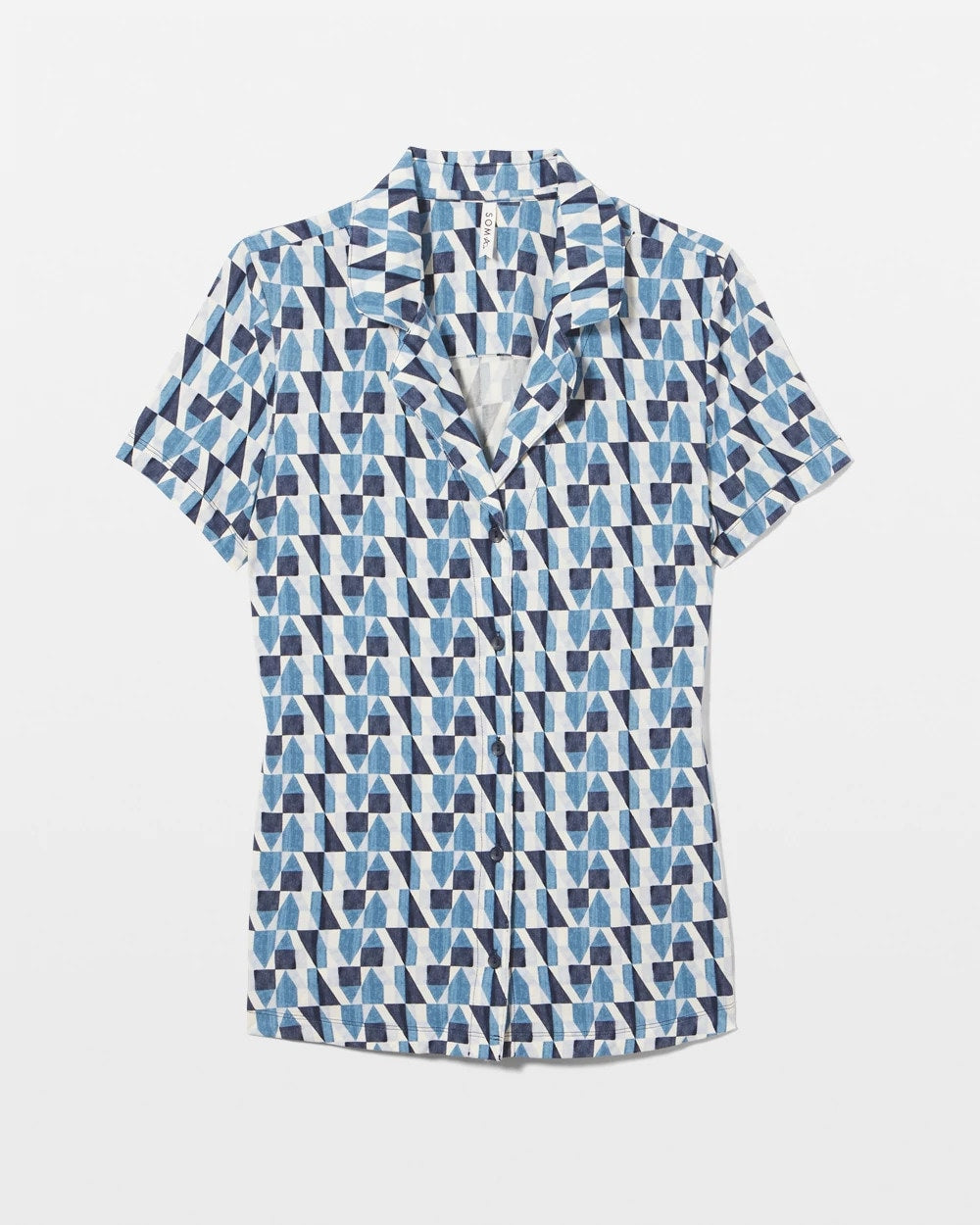 Short Sleeve Notch Collar Pajama Top - PRISM GEO MID NAVY | Soma discount