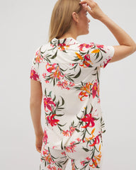 Short Sleeve Notch Collar Pajama Top - LE TIGRE FLORA CHAMPAGNE | Soma Online