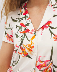 Short Sleeve Notch Collar Pajama Top - LE TIGRE FLORA CHAMPAGNE | Soma Online