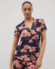Short Sleeve Notch Collar Pajama Top - PARTY LIKE A FLOCK STAR N | Soma outlet