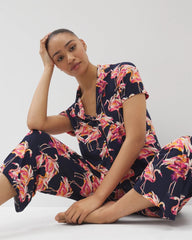 Short Sleeve Notch Collar Pajama Top - PARTY LIKE A FLOCK STAR N | Soma outlet