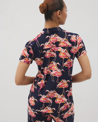 Short Sleeve Notch Collar Pajama Top - PARTY LIKE A FLOCK STAR N | Soma outlet