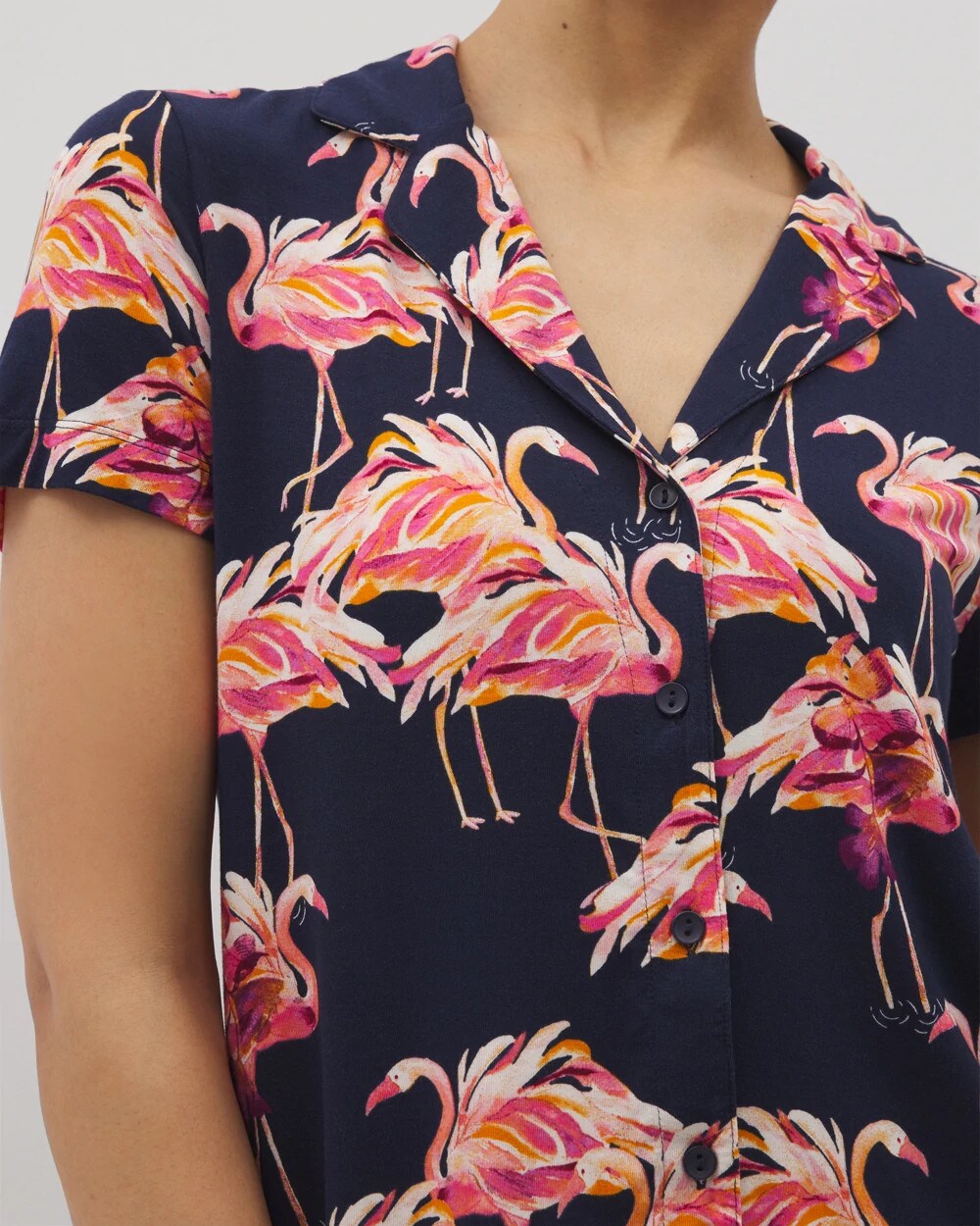 Short Sleeve Notch Collar Pajama Top - PARTY LIKE A FLOCK STAR N | Soma outlet