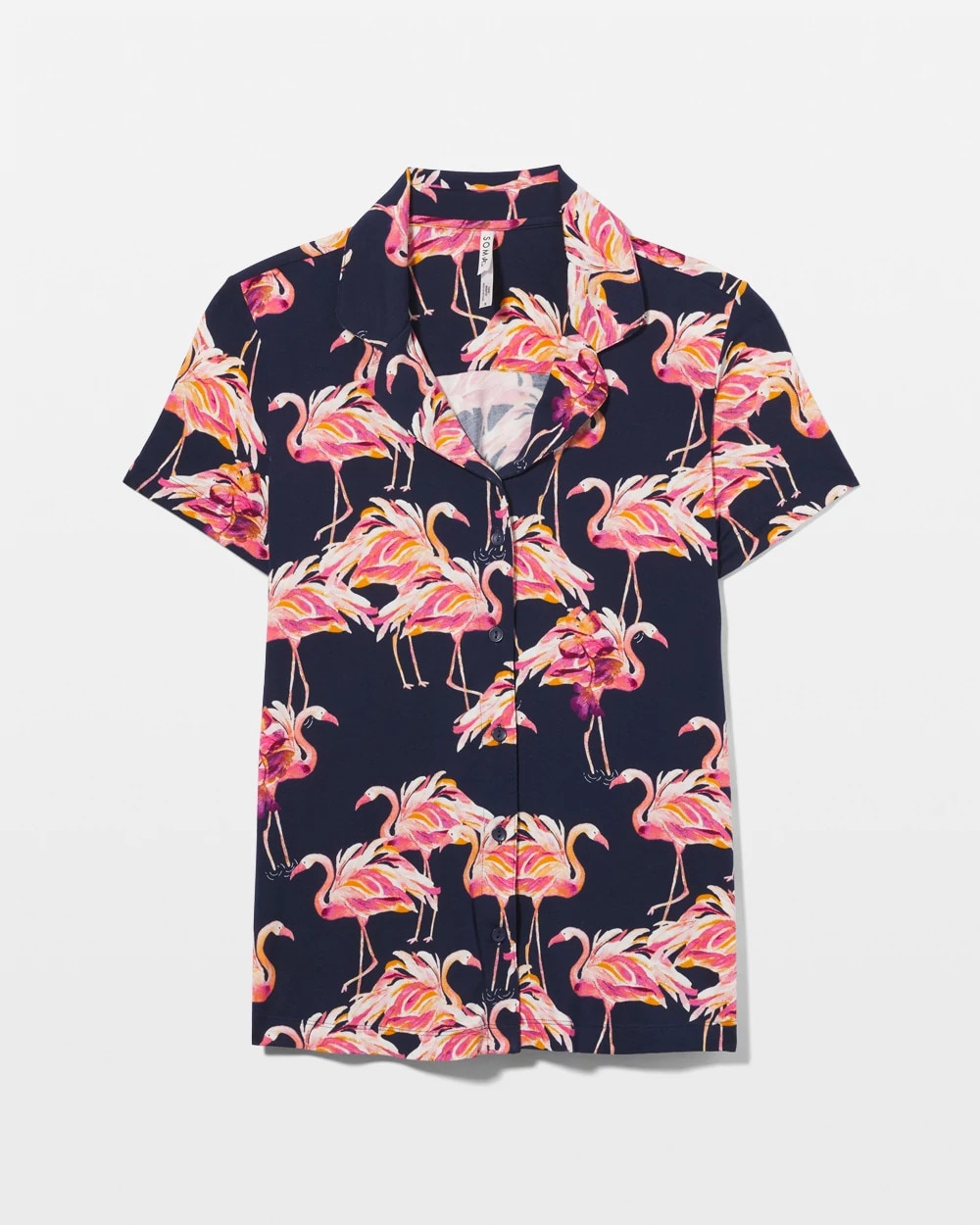 Short Sleeve Notch Collar Pajama Top - PARTY LIKE A FLOCK STAR N | Soma outlet