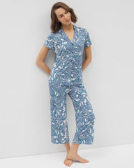 Short Sleeve Notch Collar Pajama Top - SHOW OFF PAISLEY COCONUT | Soma near me