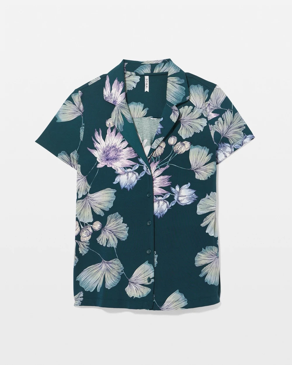 Short Sleeve Notch Collar Pajama Top - HAVEN BOTANICAL DARK SEA | Soma on sale