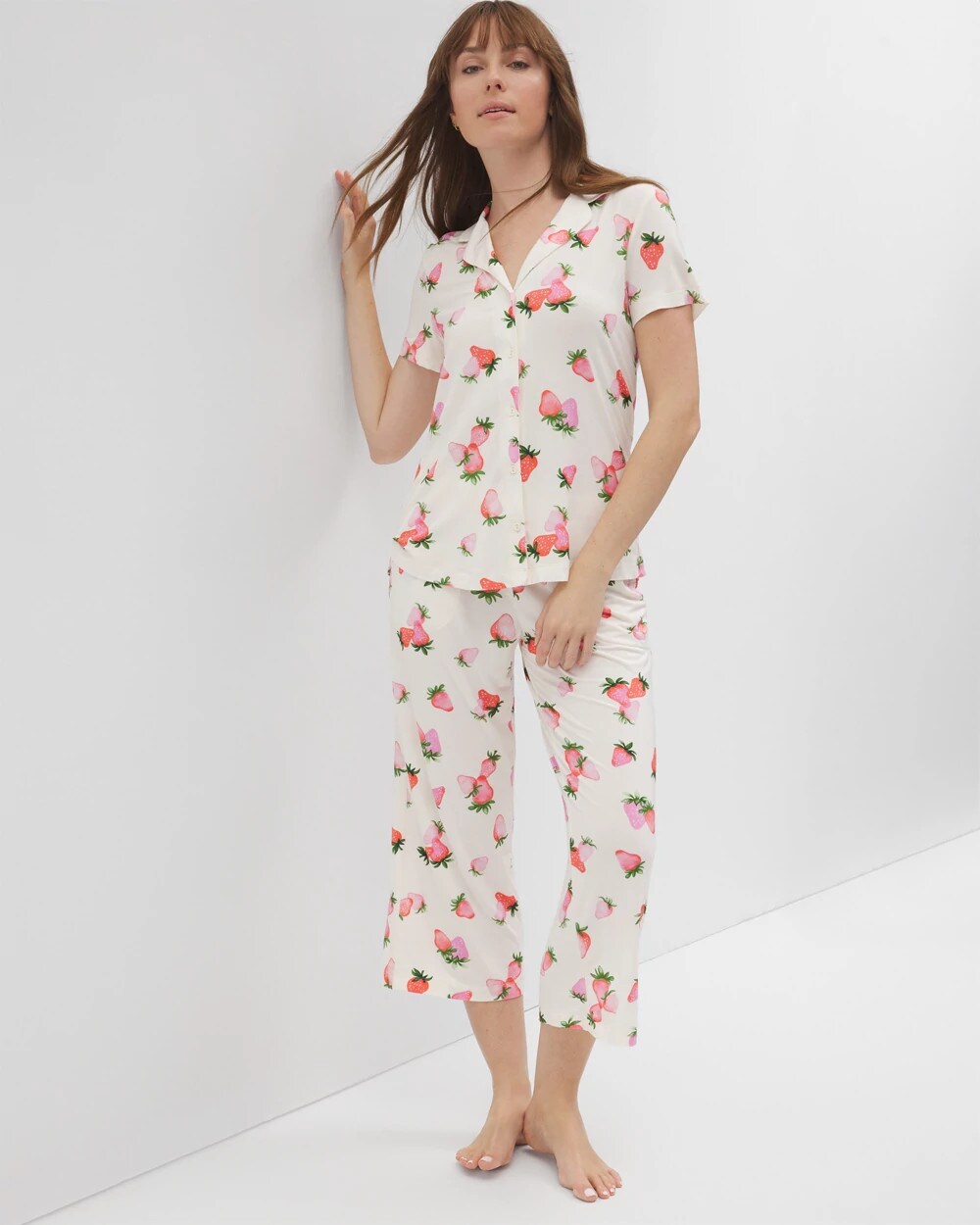 Short Sleeve Notch Collar Pajama Top - BERRY BEST CHAMPAGNE | Soma sale