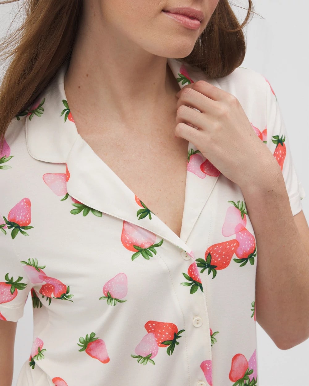Short Sleeve Notch Collar Pajama Top - BERRY BEST CHAMPAGNE | Soma sale