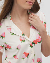 Short Sleeve Notch Collar Pajama Top - BERRY BEST CHAMPAGNE | Soma sale