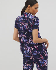 Short Sleeve Notch Collar Pajama Top - BLOOM BRIGHTLY NAVY | Soma discount