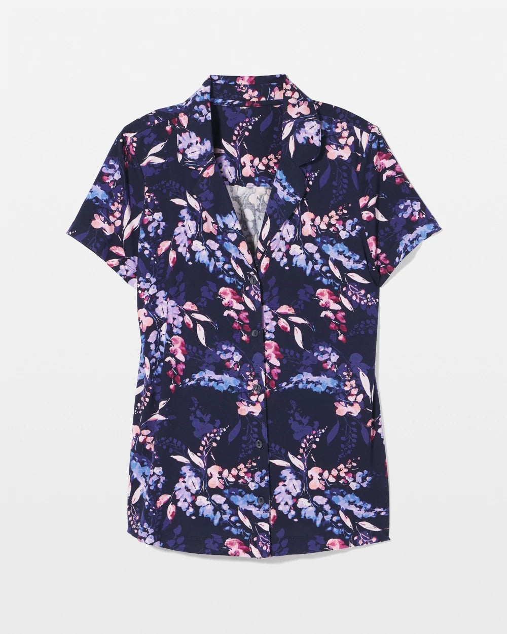 Short Sleeve Notch Collar Pajama Top - BLOOM BRIGHTLY NAVY | Soma discount