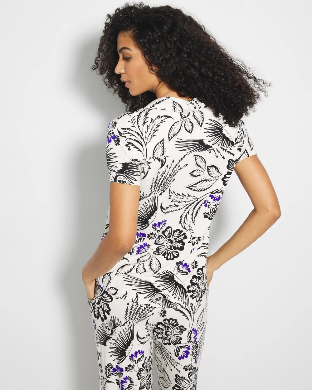 Short Sleeve Notch Collar Pajama Top - FLY BY NIGHT CHMPGNE DRMS | Soma outlet