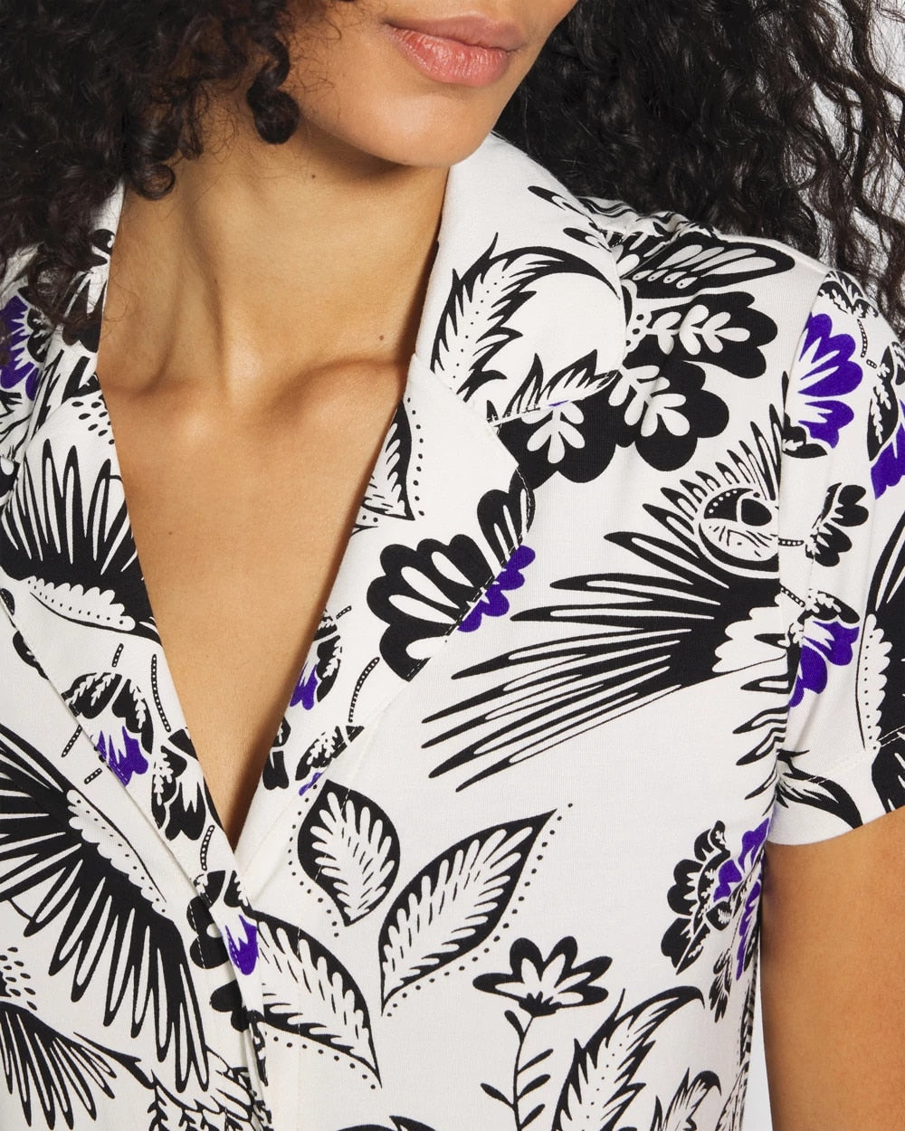Short Sleeve Notch Collar Pajama Top - FLY BY NIGHT CHMPGNE DRMS | Soma outlet