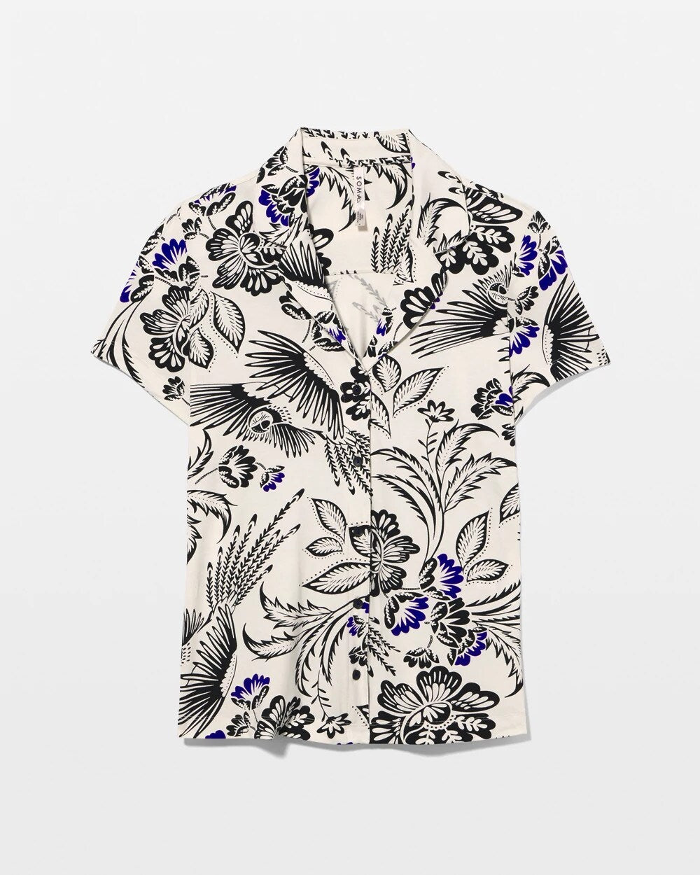 Short Sleeve Notch Collar Pajama Top - FLY BY NIGHT CHMPGNE DRMS | Soma outlet