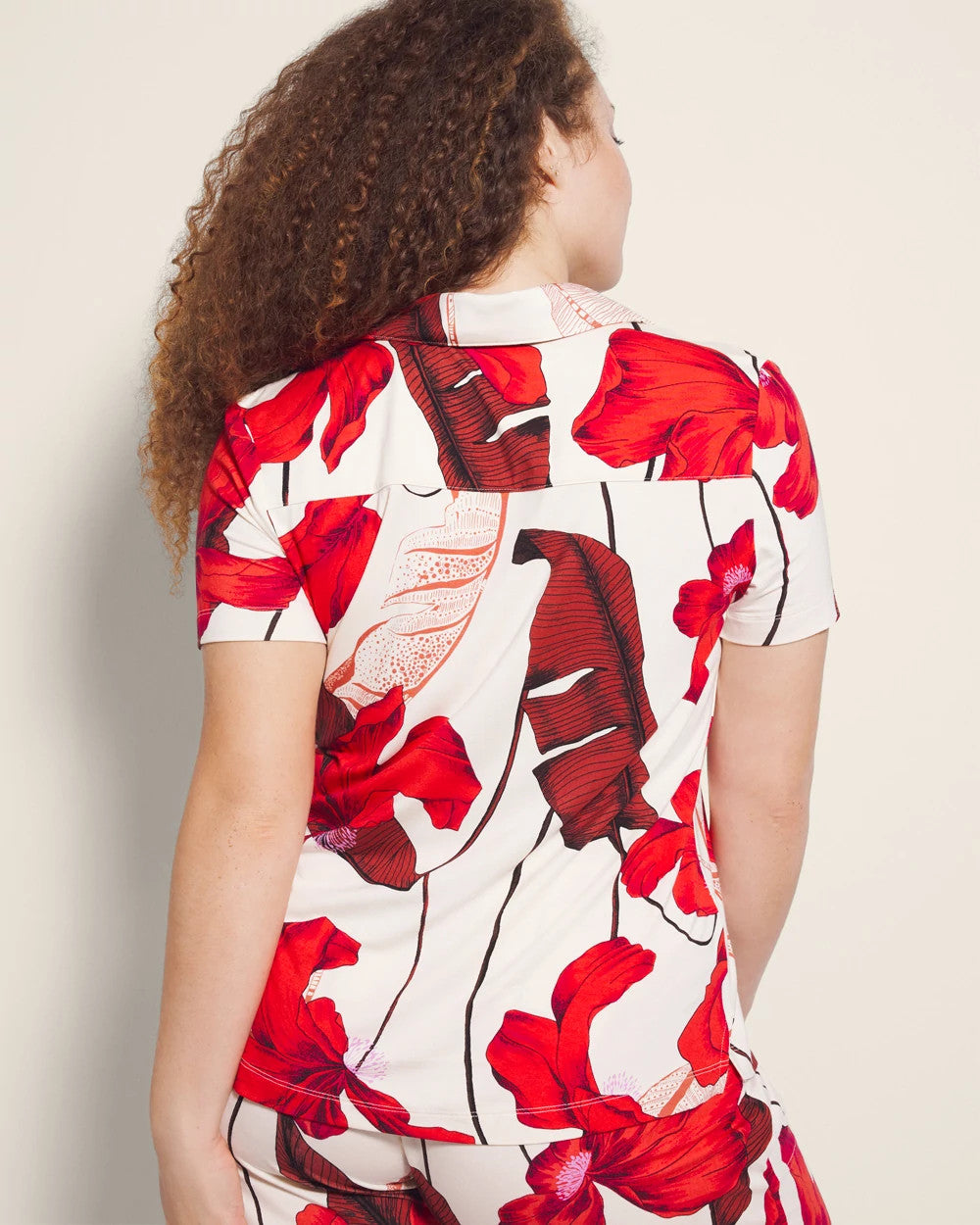 Short Sleeve Notch Collar Pajama Top - TROPIC LIKE ITS HOT WS | Soma for sale