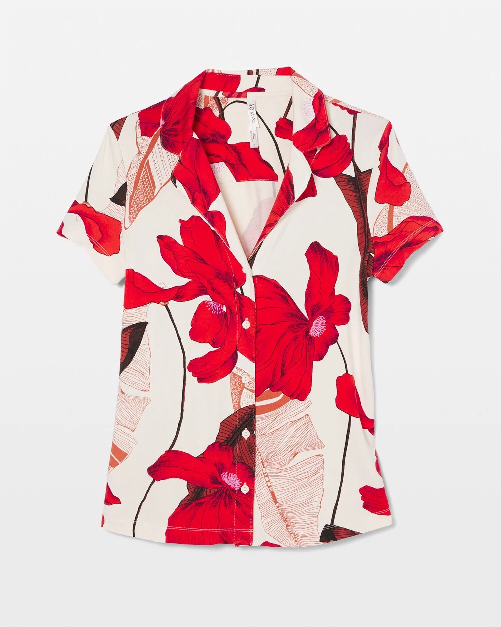 Short Sleeve Notch Collar Pajama Top - TROPIC LIKE ITS HOT WS | Soma for sale