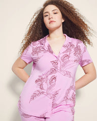 Short Sleeve Notch Collar Pajama Top - BALI BATIK META MAUVE | Soma on sale