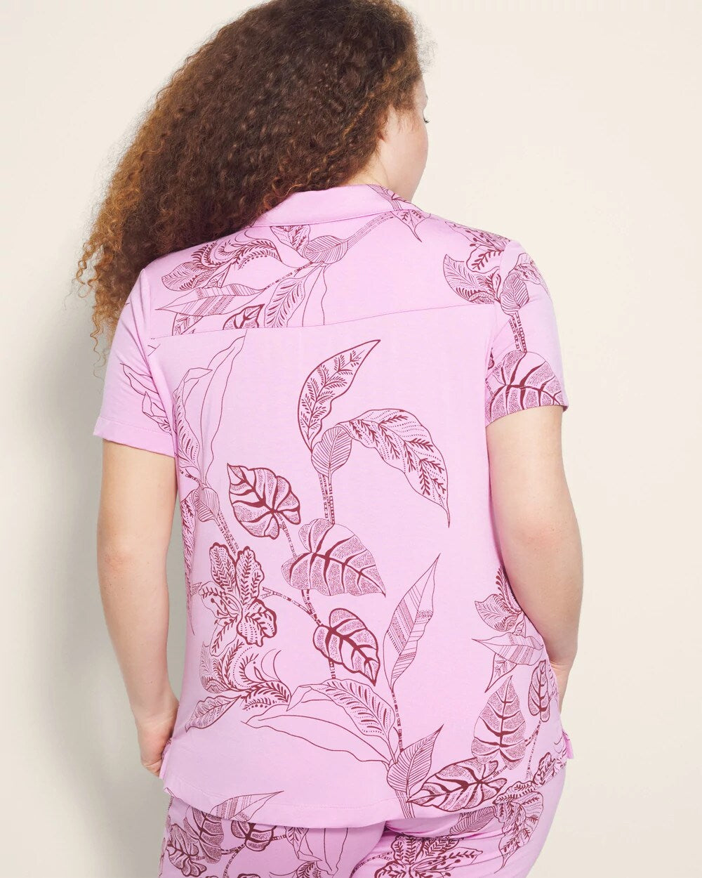 Short Sleeve Notch Collar Pajama Top - BALI BATIK META MAUVE | Soma on sale