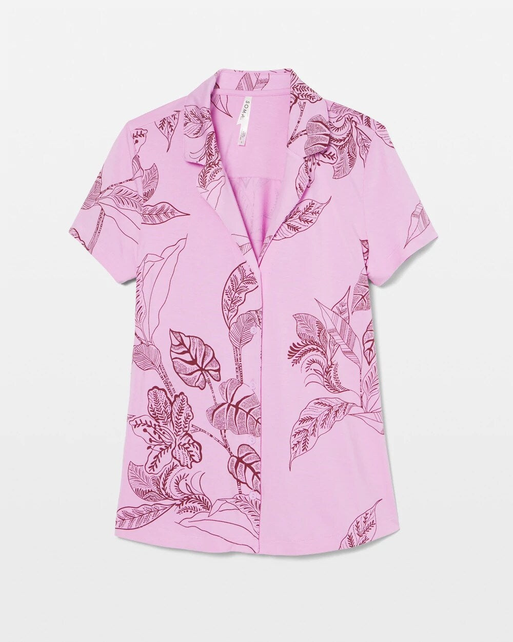 Short Sleeve Notch Collar Pajama Top - BALI BATIK META MAUVE | Soma on sale