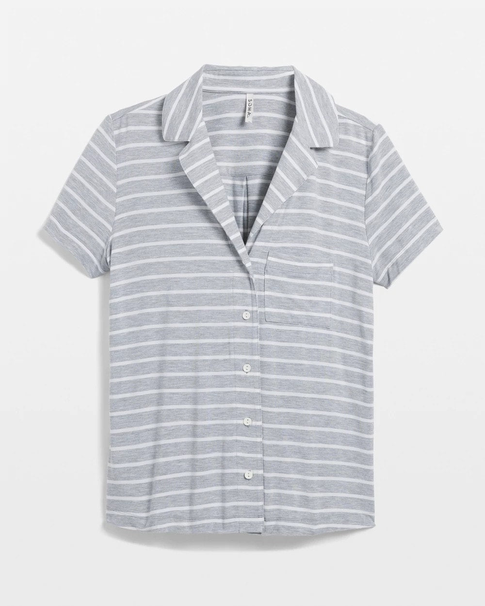 Short Sleeve Notch Collar Pajama Top - FUNDAMENTAL M HTHR OPAL G | Soma sale