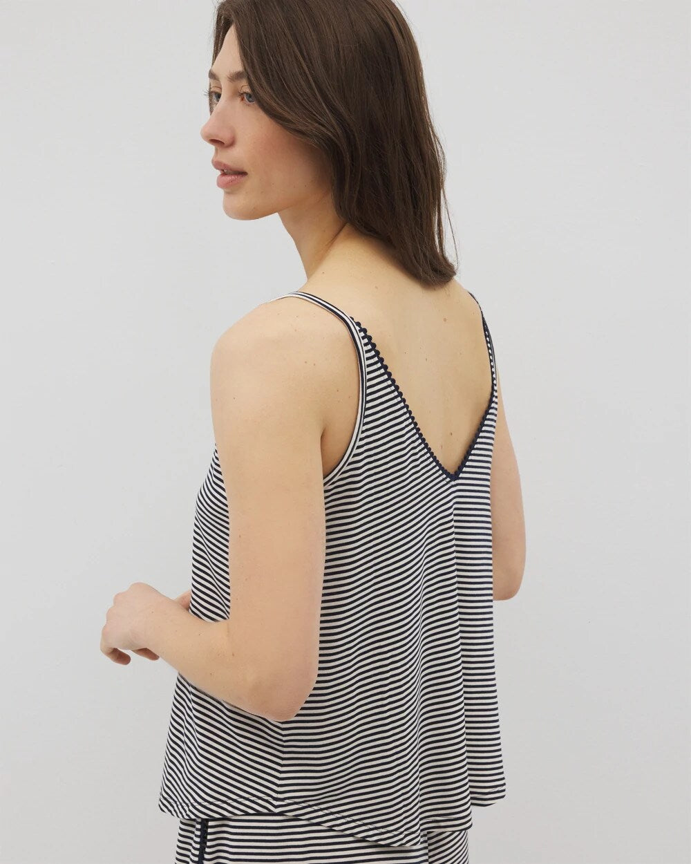 Pom Trim Pajama Cami - NIGHTCAP STRIPE NAVY | Soma discount