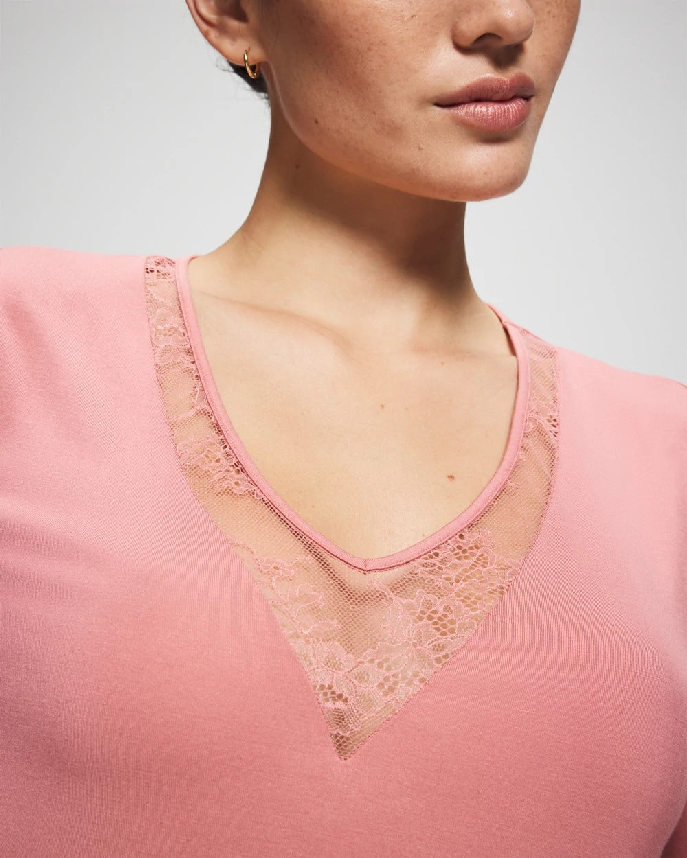 Lace Long Sleeve Pajama Top - ANTIQUE PINK | Soma outlet