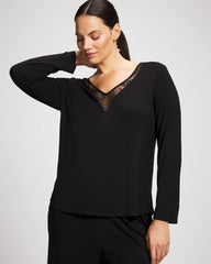 Lace Long Sleeve Pajama Top - BLACK | Soma near me