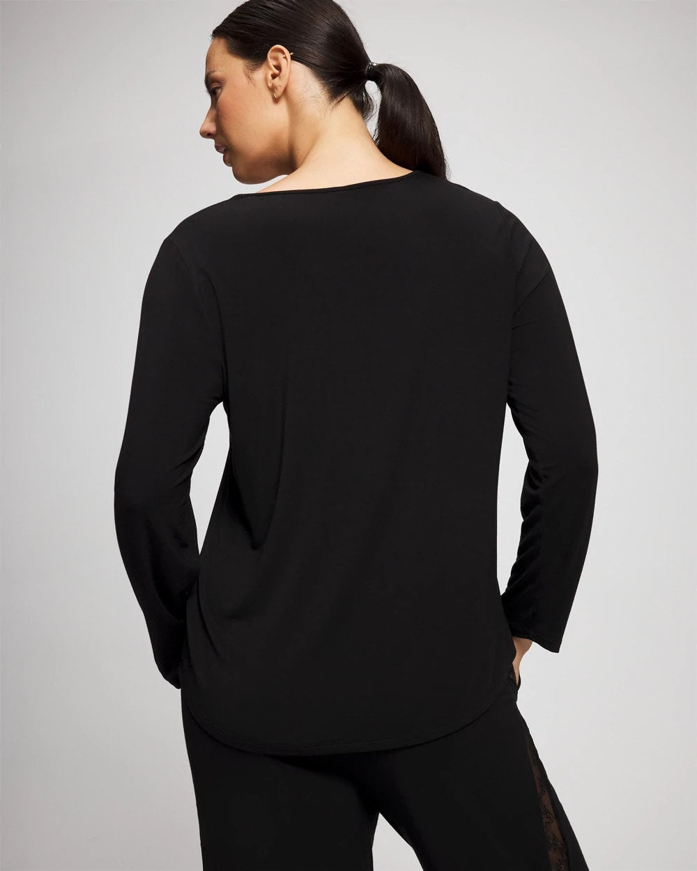 Lace Long Sleeve Pajama Top - BLACK | Soma near me