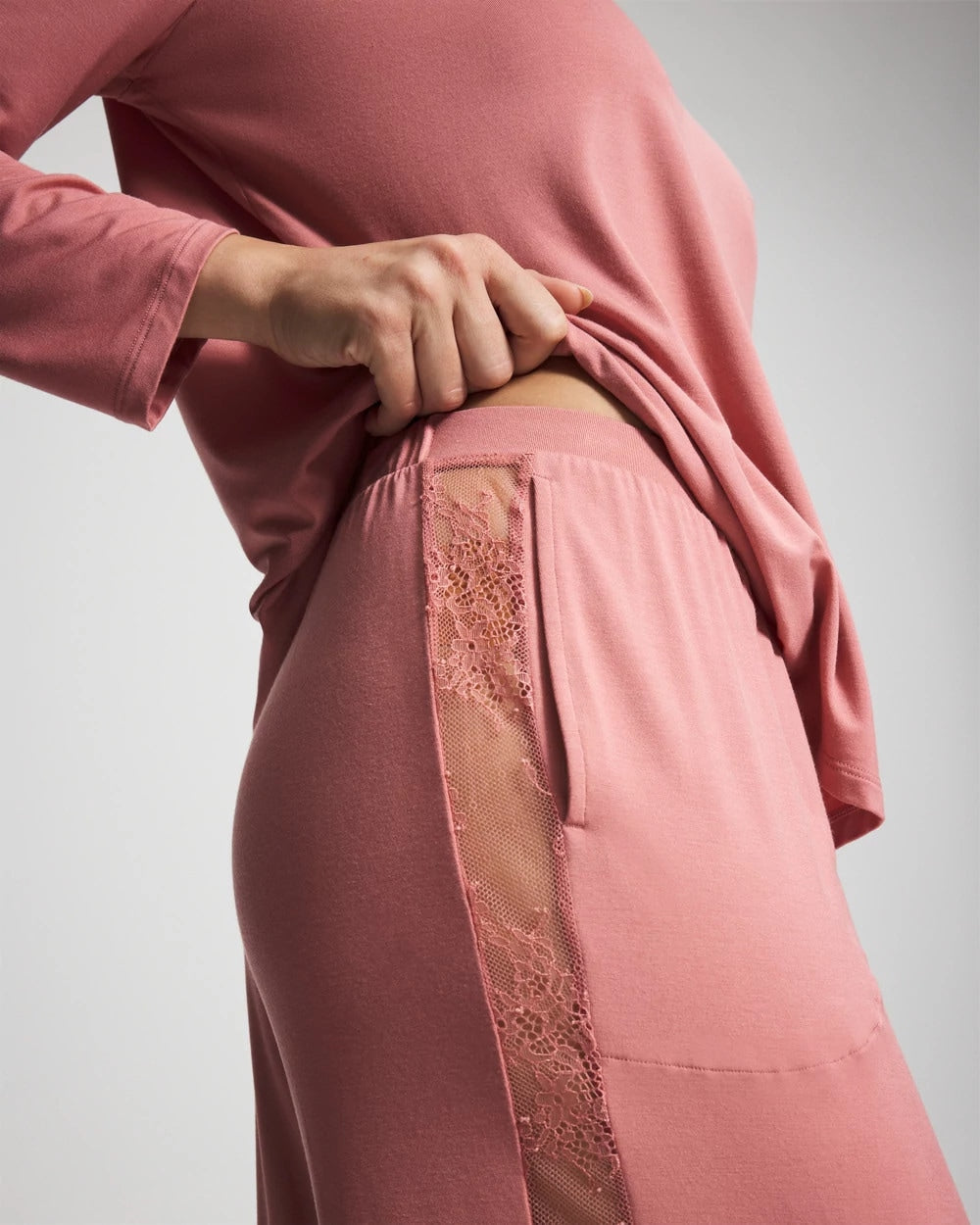 Lace Relaxed Wide Leg Pajama Pant - ANTIQUE PINK | Soma on sale