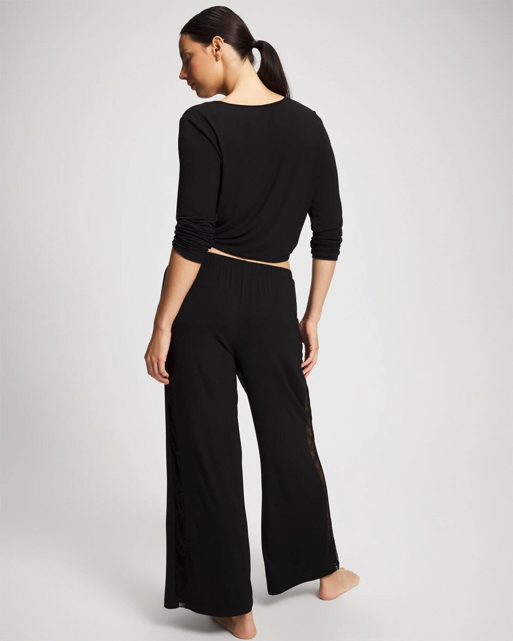 Lace Relaxed Wide Leg Pajama Pant - BLACK | Soma sale
