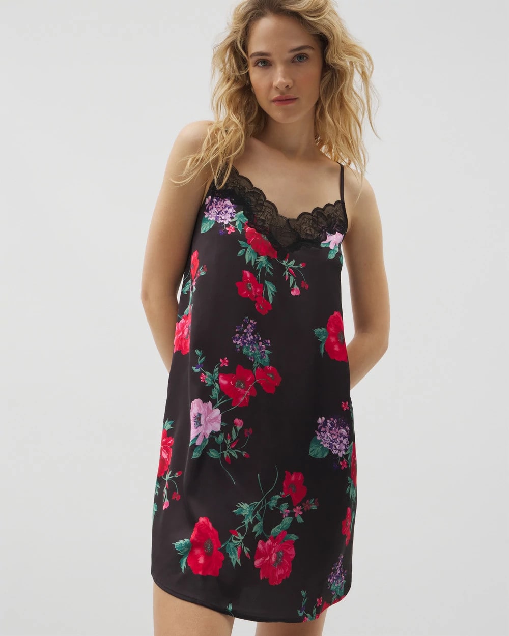Lace Trim Chemise - RHAPSODY FLORA BLACK | Soma near me