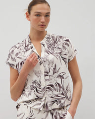 Short-Sleeve Button-Front Pajama Top - PALM PERFECT CHAMPAGNE | Soma sale