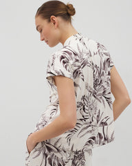 Short-Sleeve Button-Front Pajama Top - PALM PERFECT CHAMPAGNE | Soma sale