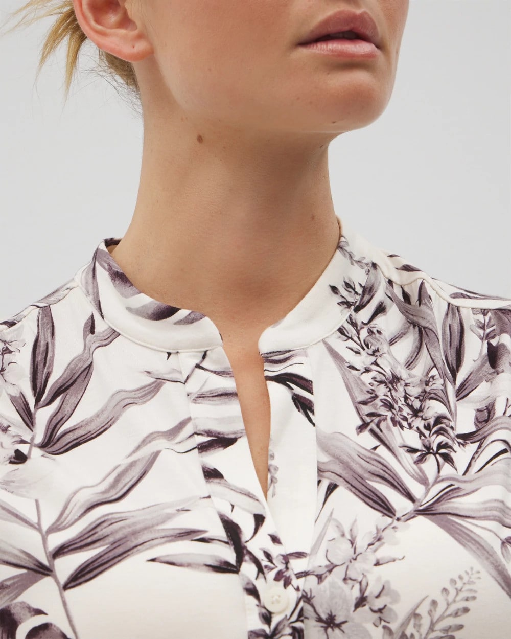 Short-Sleeve Button-Front Pajama Top - PALM PERFECT CHAMPAGNE | Soma sale