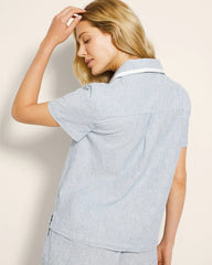 Short-Sleeve Notch Collar Pajama Top - IDYLLIC BLUE CROSSDYE | Soma sale
