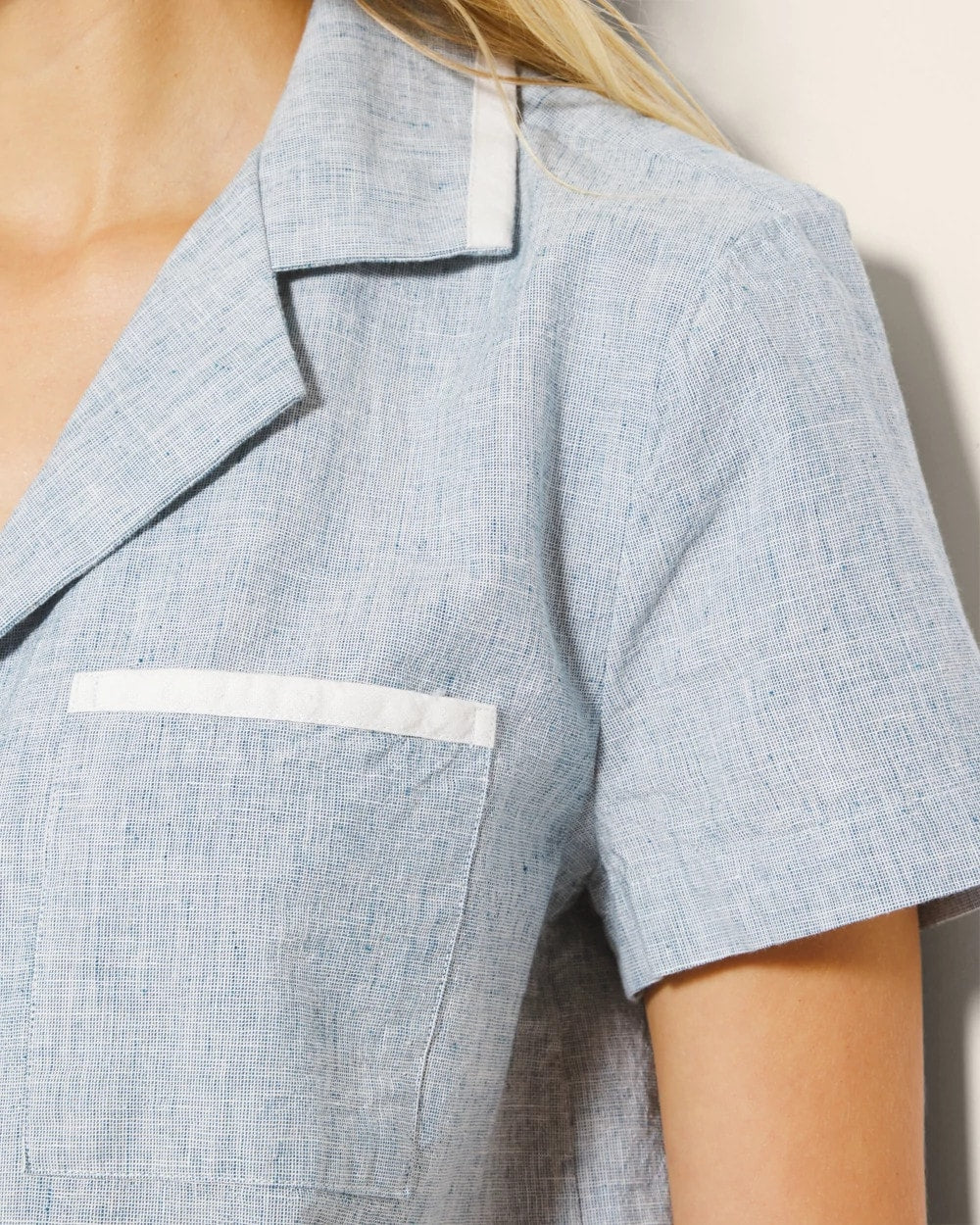 Short-Sleeve Notch Collar Pajama Top - IDYLLIC BLUE CROSSDYE | Soma sale