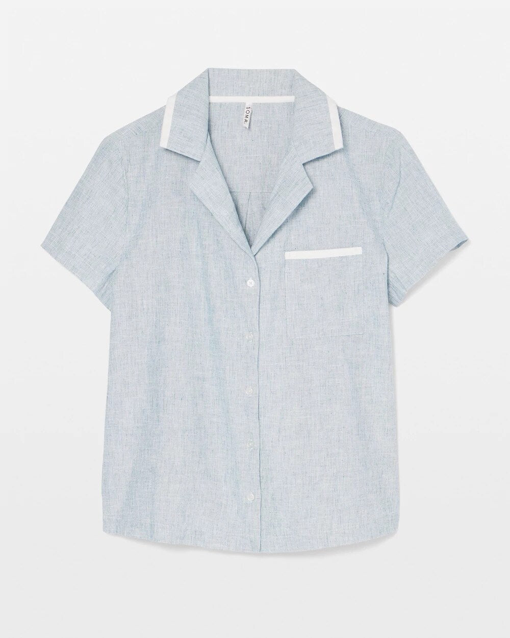 Short-Sleeve Notch Collar Pajama Top - IDYLLIC BLUE CROSSDYE | Soma sale