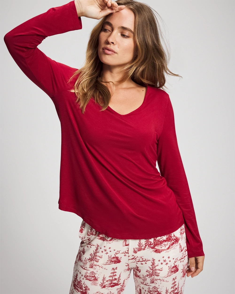 Classic Long Sleeve Pajama Top - PAINT THE TOWN RED | Soma discount