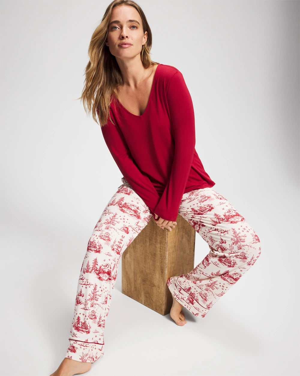 Classic Long Sleeve Pajama Top - PAINT THE TOWN RED | Soma discount