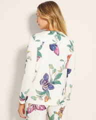 Piped Long-Sleeve Notch Pajama Top - WINGED WONDERS DRAMA CHMP | Soma for sale