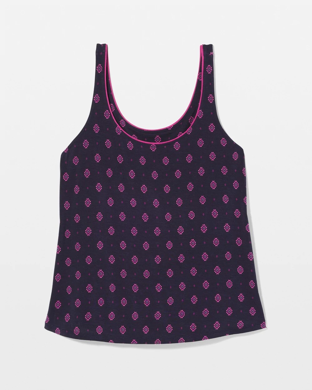 Pajama Tank With Piping - GEO FLEUR NAVY | Soma Online